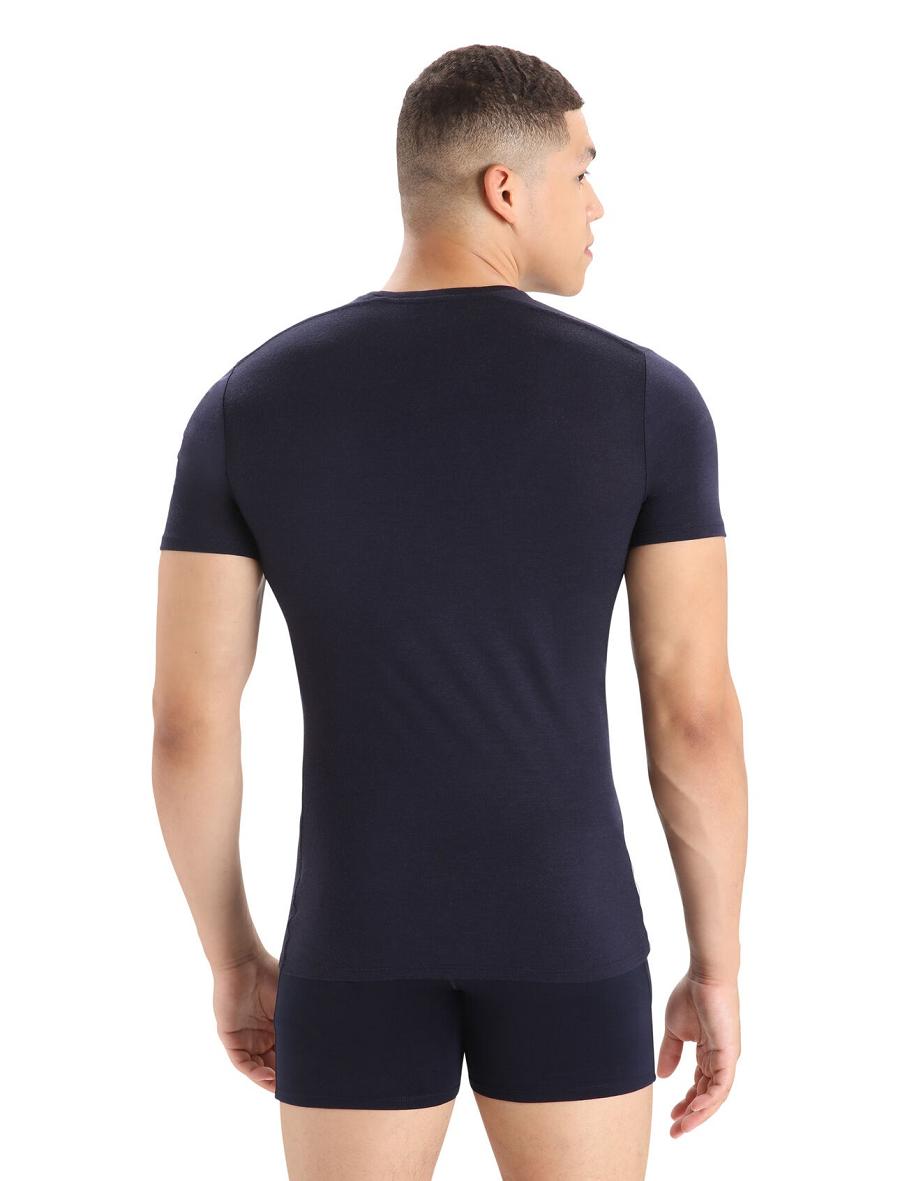 Icebreaker Merino Anatomica Lyhyt Sleeve Crewe T-Shirt Miesten Alusvaatteet Laivastonsininen | FI 1301GSOL